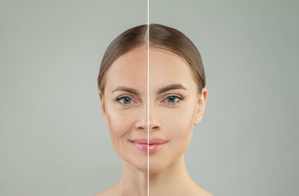 Woman before and after skin treatment